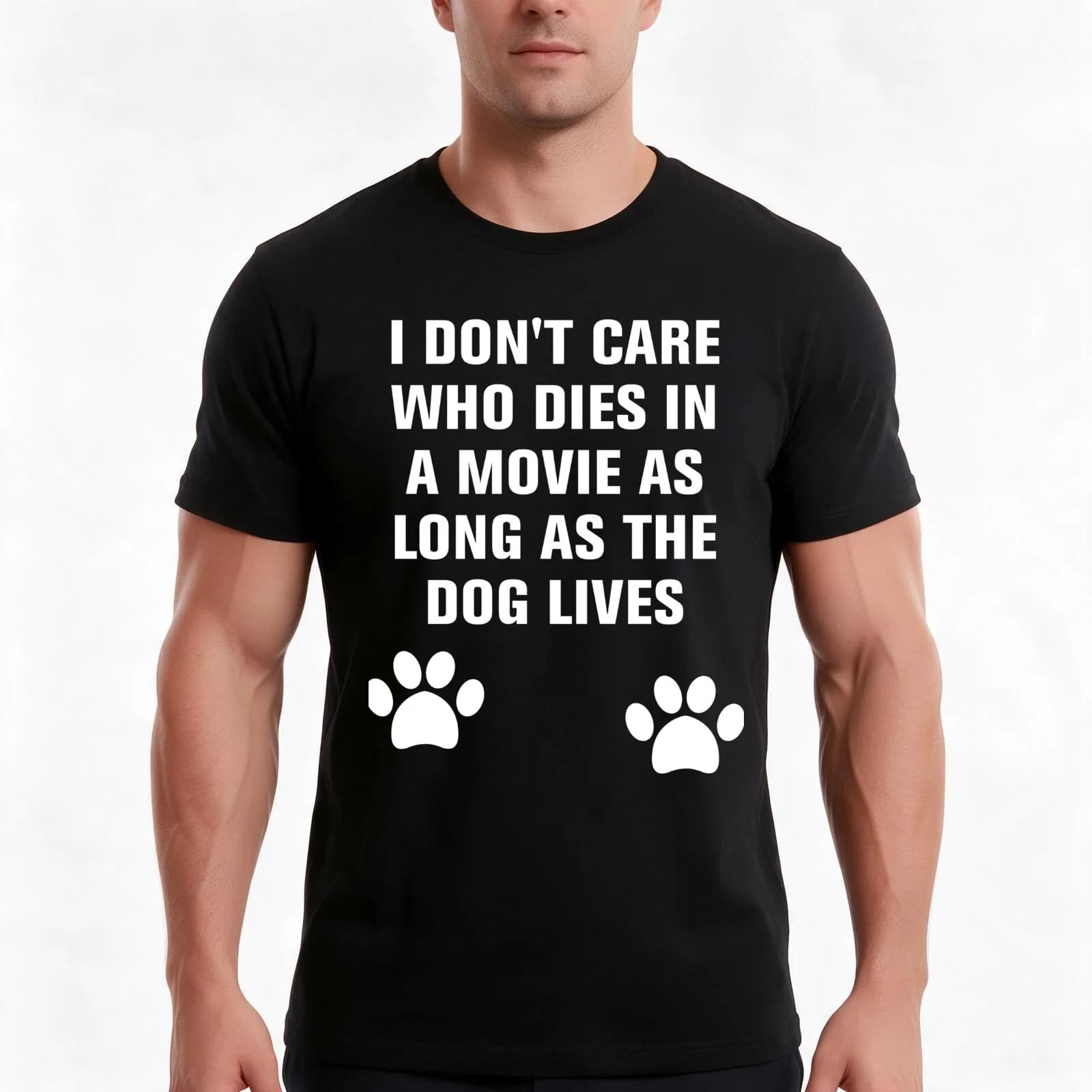 I don't care who dies in a movie as long as the dog lives T-Shirt, Summer Casual Cotton Tee, Oversized Streetwear Tops