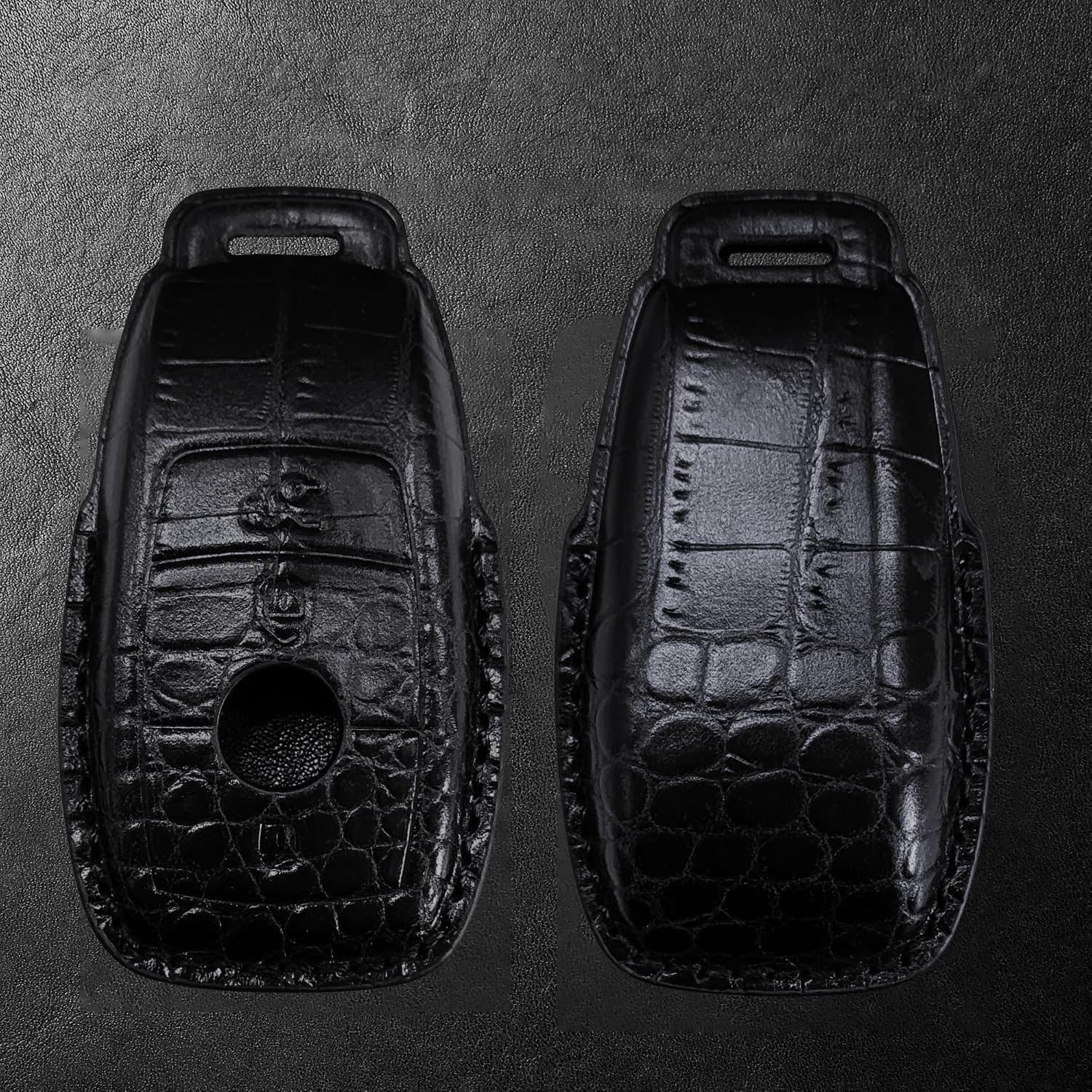 LS AUTO Crocodile Top Cowhide Car Key Cover for Benz Car Fob Cover Compatible with Benz Key Fob Cover with Keychain