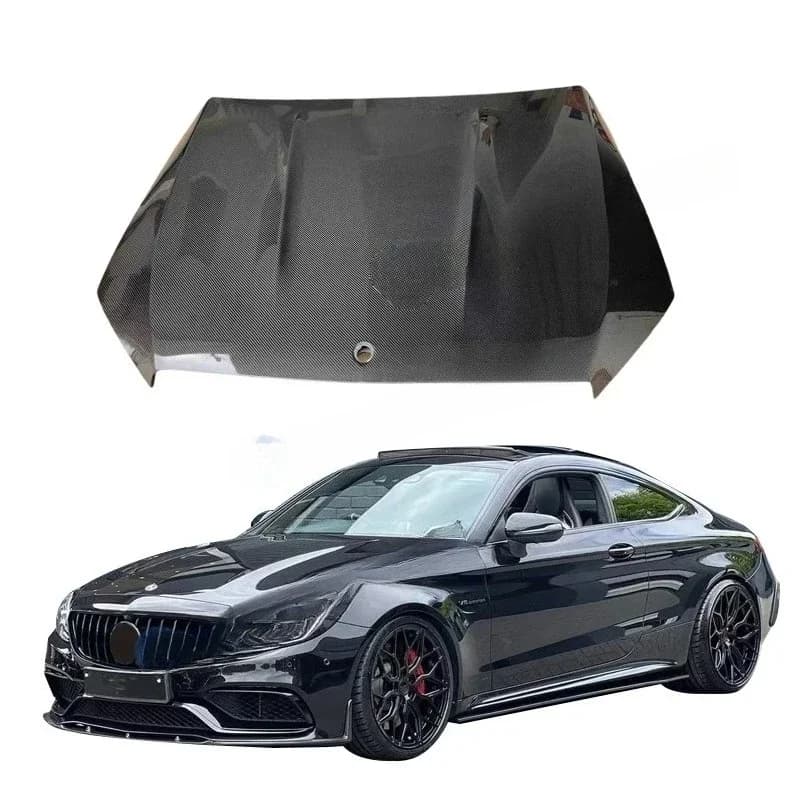 AMG Style Front Replacement Black Wet Carbon Fiber Hood For Mercedes Benz C Class W205 Sedan C63 C180L C200L C300L