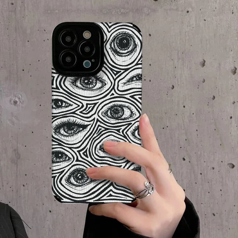 White Art Eyes Silicone Leather Case For Samsung Galaxy A54 A34 A53 A51 A52 A23 A32 A31 A71 A72 A73 A14 A13 A12 S21 S22 Plus