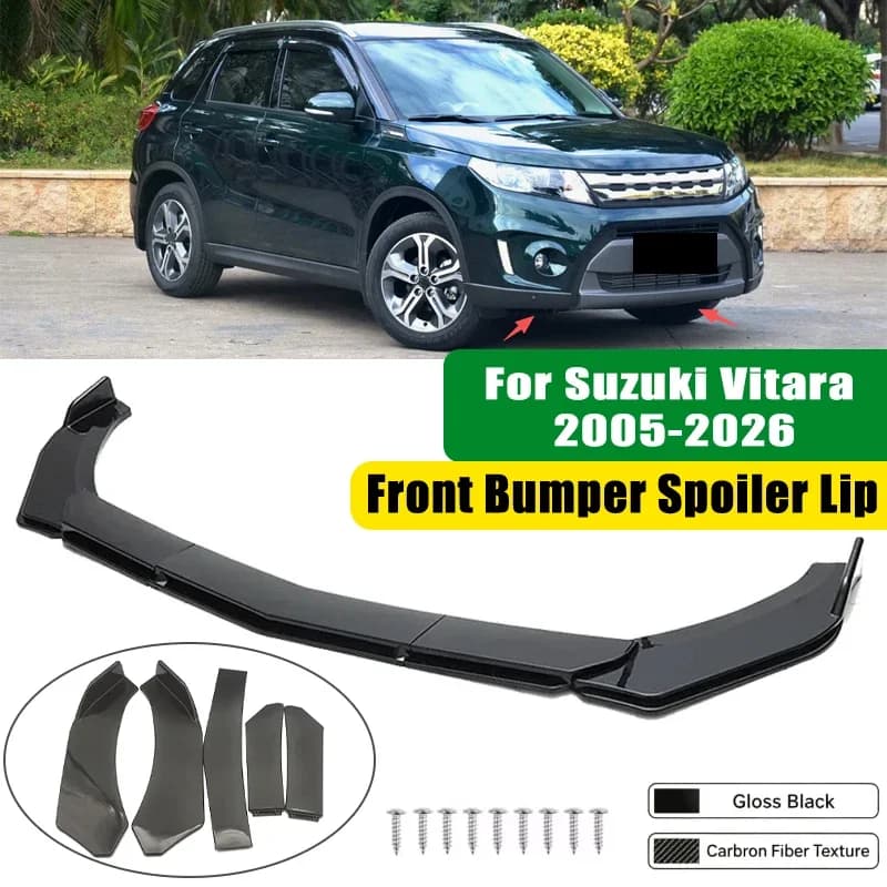 For Suzuki Vitara 2005-2026 5Pcs ABS Car Front Bumper Lip Spoiler Splitter Body Kit Canard Tuning Accessories