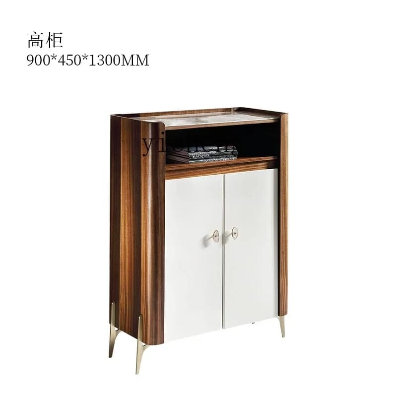 Minimalist Rock Slab Dining Side Cabinet Solid Wood Modern Simple Small Apartment Living Room Entrance CabinetD25