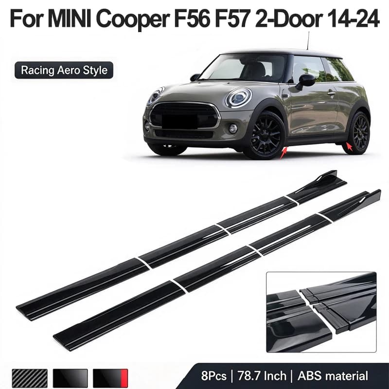 78.7Inch/2M Side Skirt Extension Lip For BMW MINI Cooper F56 F57 2-Door Standard Version 2014-2024 Racing Side Spoiler Car Kits