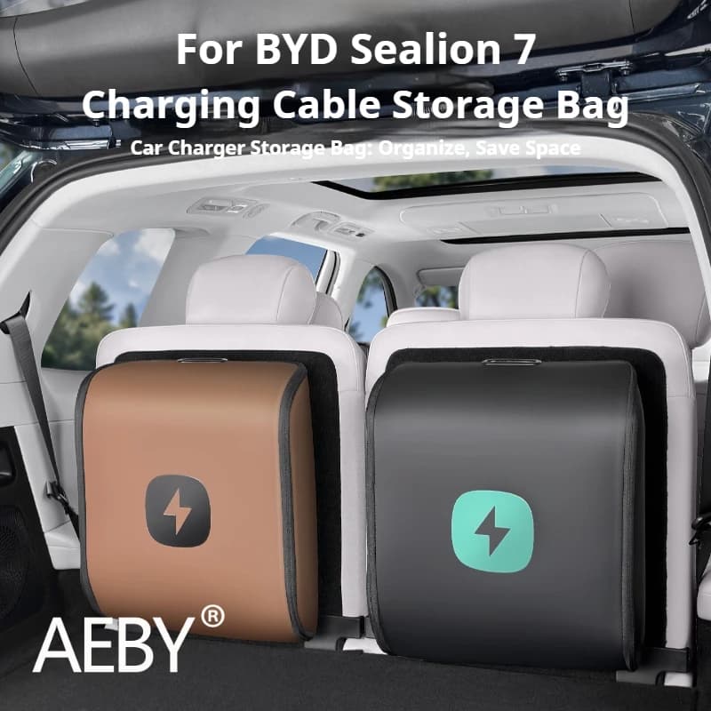 AEBY For BYD Sealion 7 2024 Portable Charging Cable Bag, Waterproof Durable EV Charger Case Pouch Organizer, Car Accessories