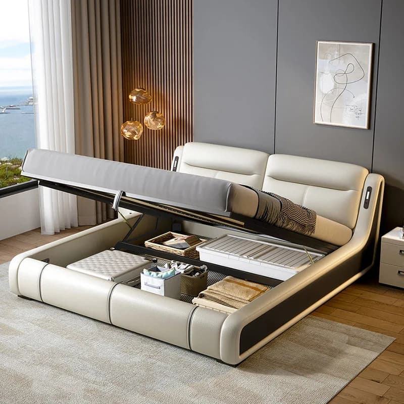 Luxury Floor Bed Full Wooden Design Beauty European Space Saving Frame Double Bed Princess Sleeping Muebles Trendy Furniture