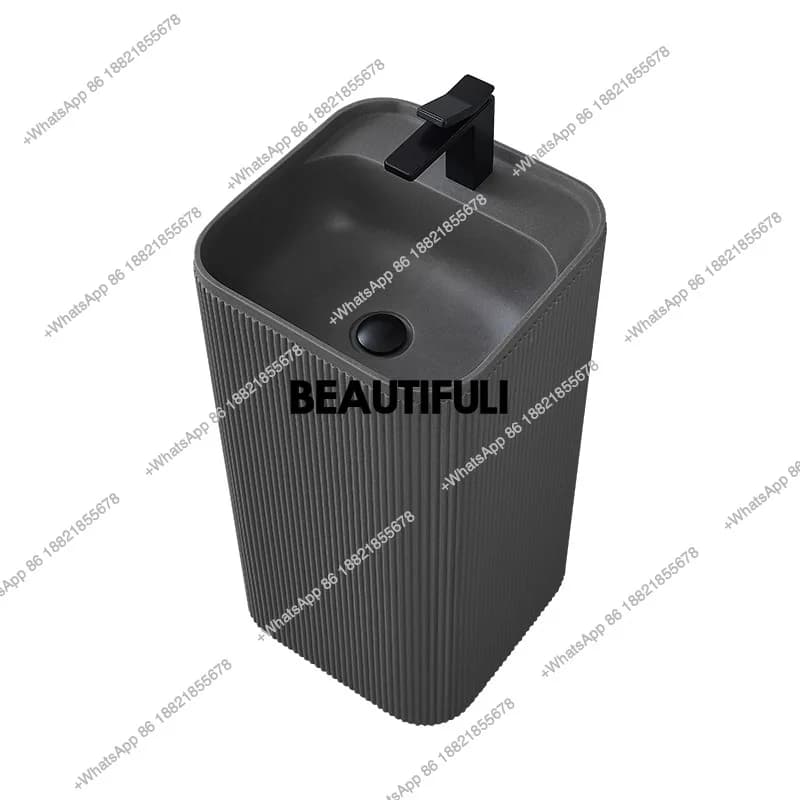 Artificial floor-to-ceiling small apartment art pillar basin balcony bathroom integrated washbasin