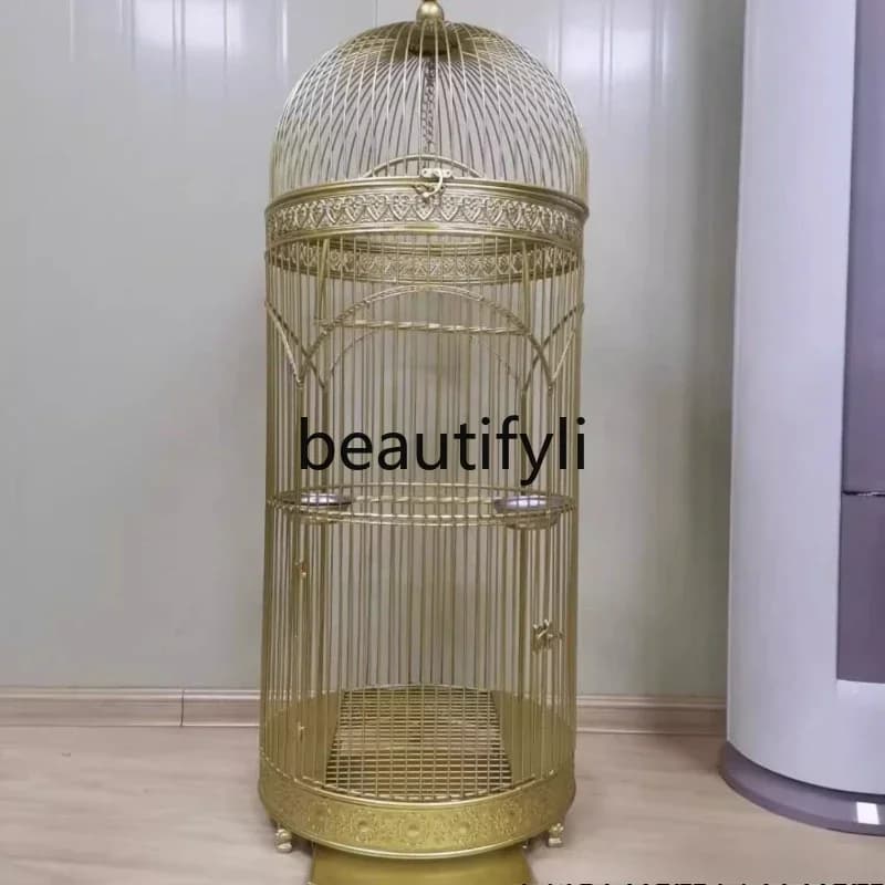 E182 Parrot Bird Cage Large, Wrought Iron Bird Cage, Courtyard Balcony Outdoor Large Bird Cage Villa