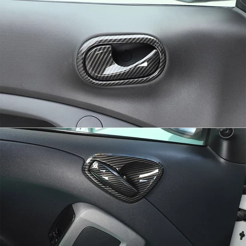 For Mercedes-Benz Smart 451 453 Fortwo 2010-2021 Carbon Fiber Door Inner Handle Frame Inner Door Handle Bowl Cover Car Accessori