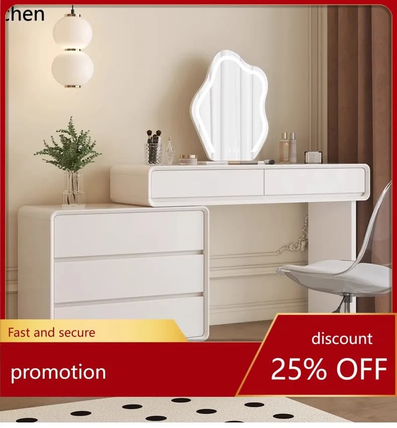 CZ Solid Wood Dressing Table Storage Cabinet Chest of Drawers Integrated Extendable Bedroom Makeup Table