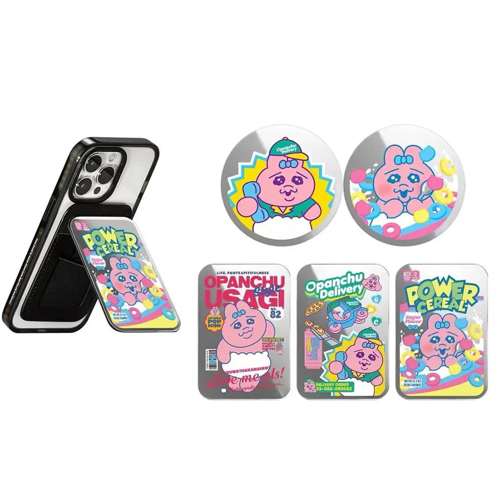 Cartoon Pink Rabbit Pizza Delivery Magnetic Grip Card Holder Phone Stand for IPhone Holder Support for Galaxy Phone Accessories