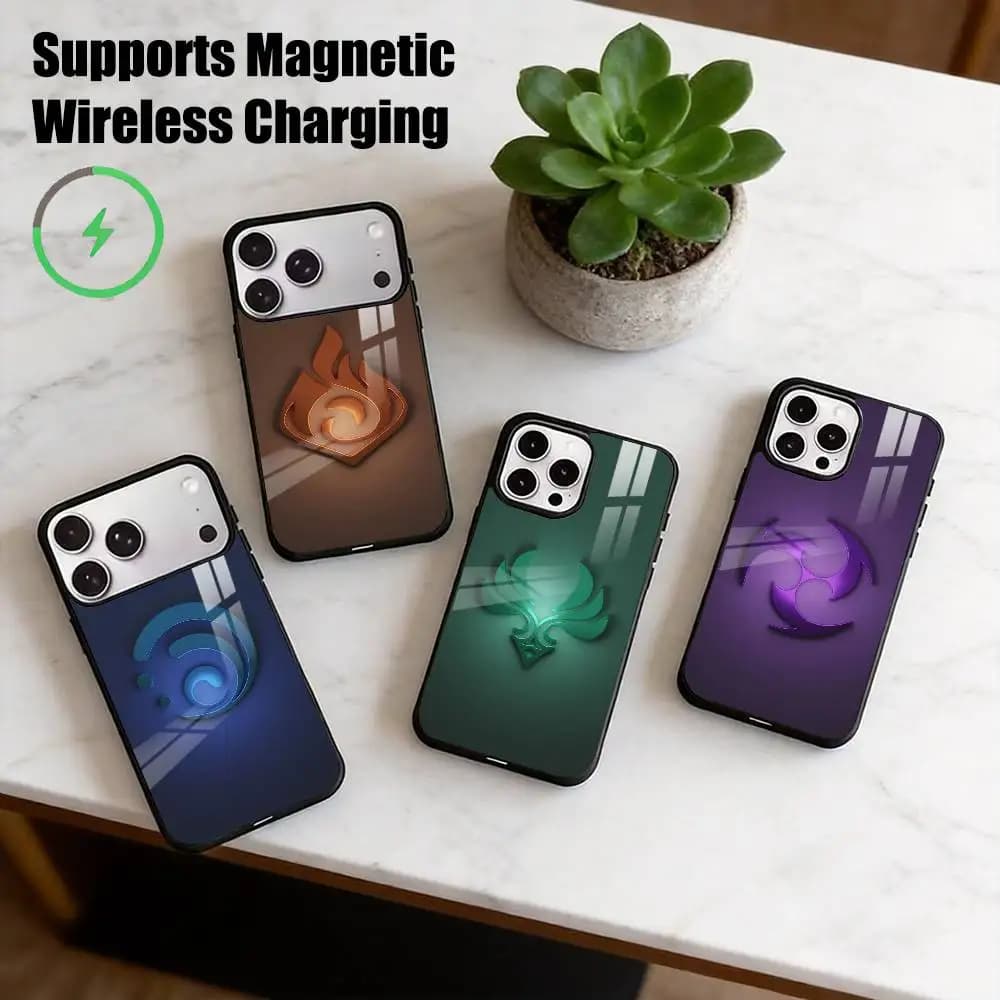 Genshin Impact Elements  Phone Case For iPhone17,16,15,14,13,12,11 Plus,Pro Allows magnetic wireless charging Gift