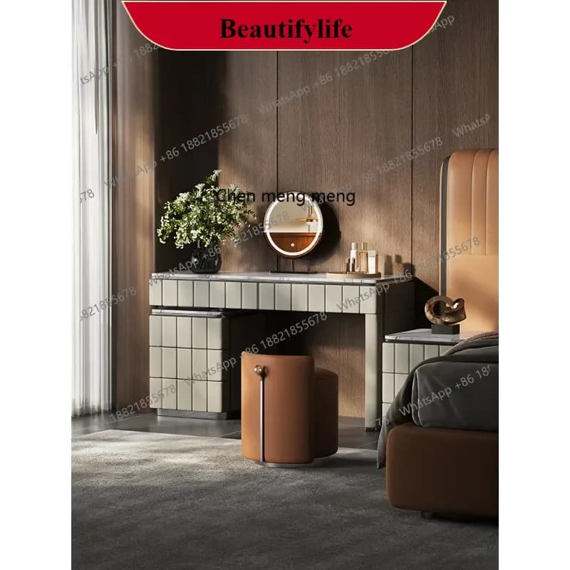 z0189  Italian minimalist dresser, bedroom light luxury high-end leather art storage cabinet integrated