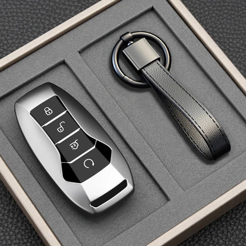 Key Case Cover for BYD Song Plus Atto 3 Han EV Tang DM Qin Seal Dolphin Leather Metal Remote Fob Holder Keychain Car Accessories