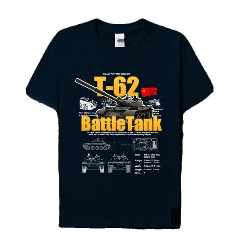 Soviet Union Army T-62 Main Battle Tank Printed T-Shirt Cold War Military Equipment Cotton Short Sleeve O-Neck T Shirt New S-3XL