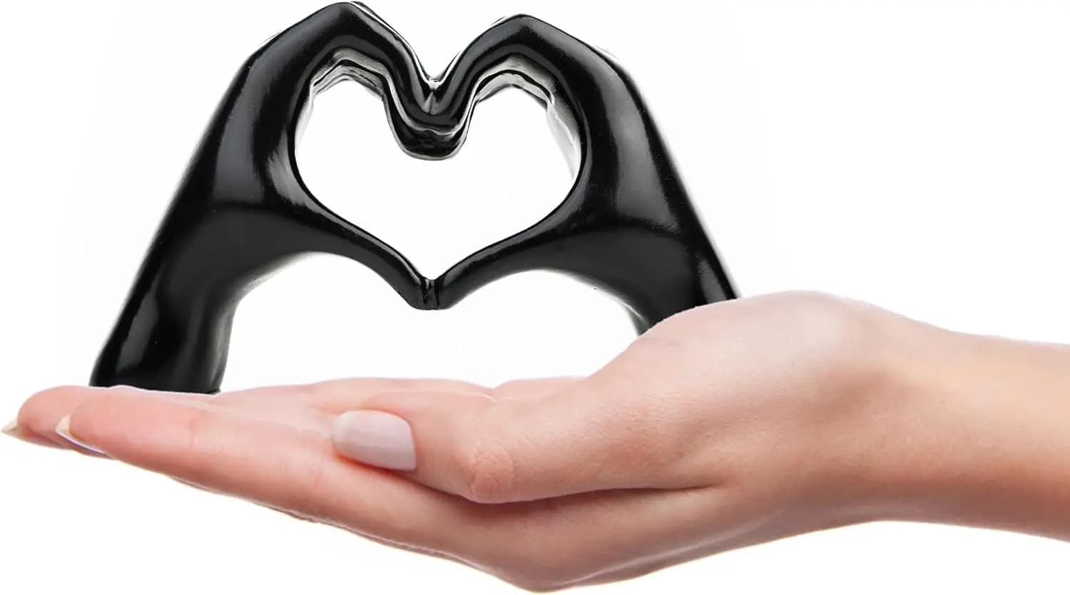 Small Heart Hands Sculpture Decor for Living Room Bedroom Bookshelf Coffe Table and Office Display, Love Finger Statue Modern Ae