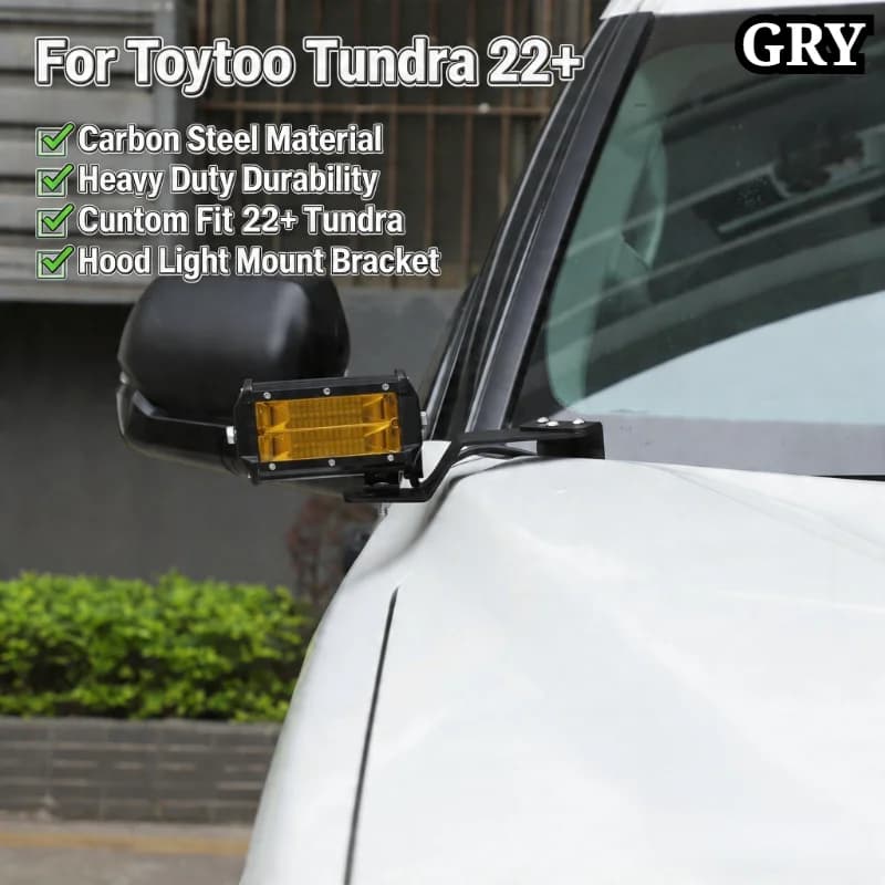 Car Hood Headlight Bracket Pillar Hood Mount Holder Trim For Toyota Tundra 2022-2026 Carbon Steel Black Exterior Accessories
