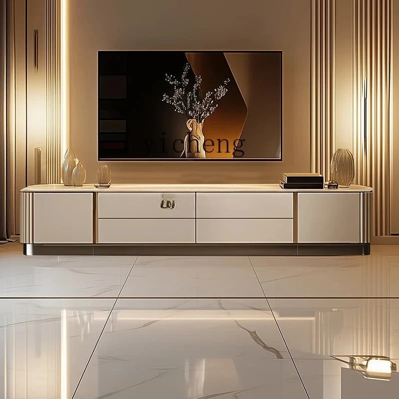 rock slab floor-to-ceiling TV cabinet living room household Italian simple storage locker integrated extended floor cabinet