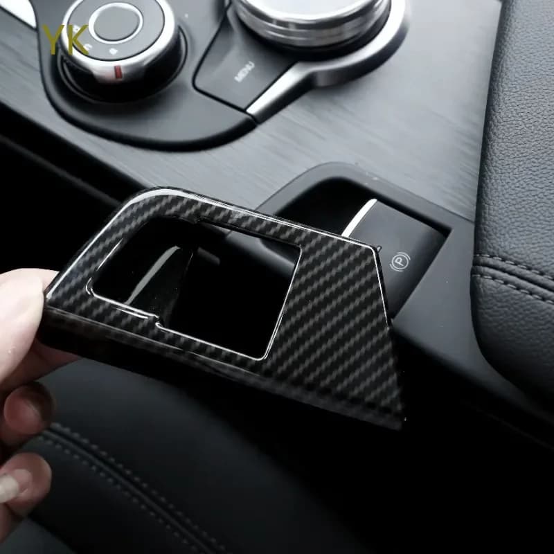 For Alfa Romeo Giulia 2017-2019 ABS Carbon Fiber Car Electronic Handbrake Decoration Cover Interior Car Accessories
