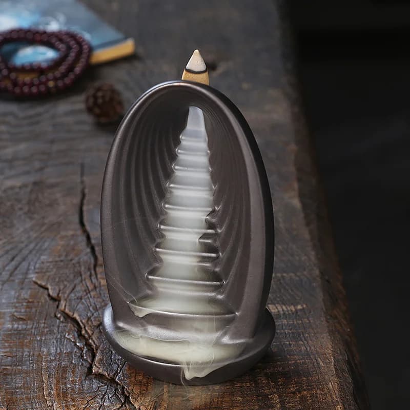 Ceramic Mountain Waterfall Backflow Incense Burner Smoke Flow Incense Holder Home Decor Censer Ornament for Cone Incense