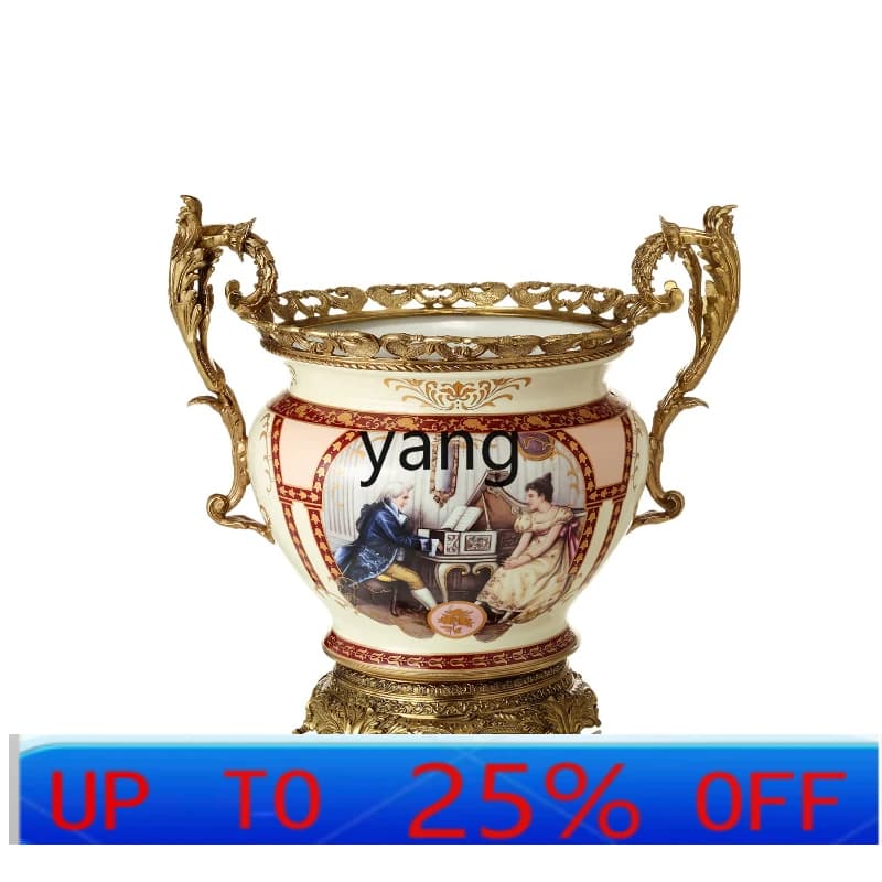 LTT hand-painted ceramic copper flower pot