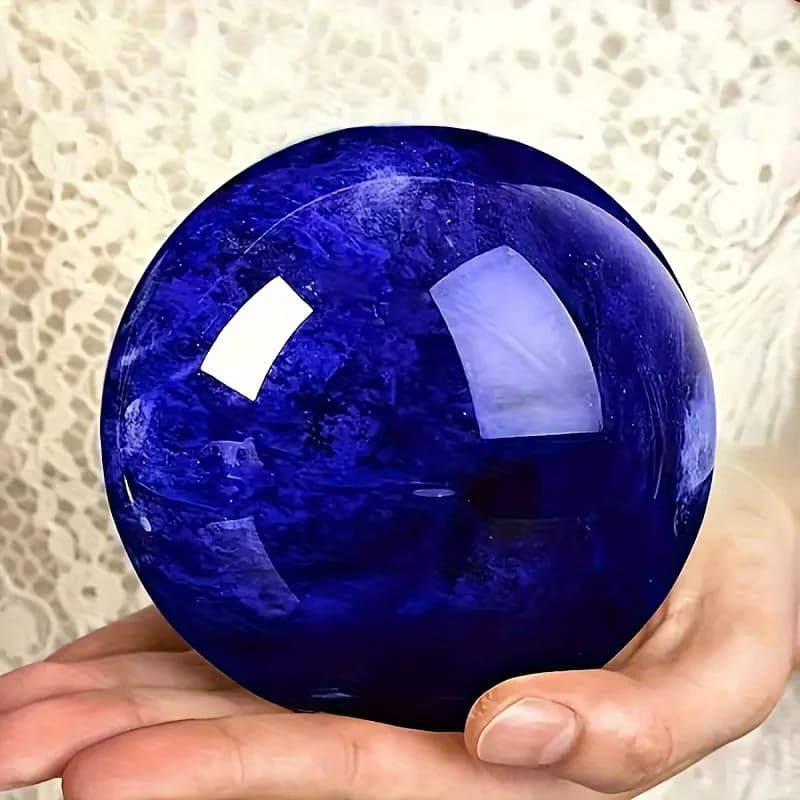 1PC Assorted Rare Blue Smelting Stone Quartz Crystal Sphere -Solid Polished Gemstone Ball for Home Decoration, Travel-Friendly