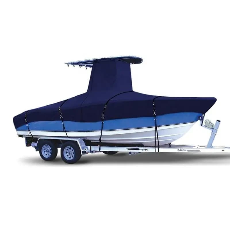 Tear Resistant Trailerable T-Top Boat Cover Anti Water UV-Proof Windproof Metal Buckle Straps Customized Logo 60"-90" Boat Cover
