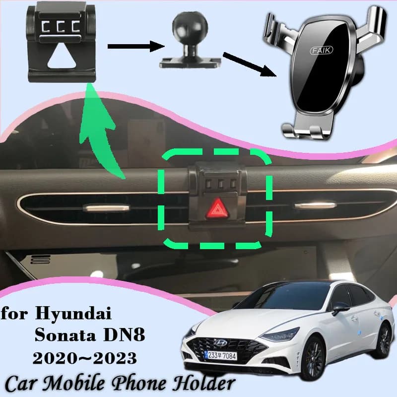 Car Mobile Phone Holder For Hyundai Sonata DN8 SE N Line 2020~2023 GPS Bracket Air Vent Stand Gravity Mount Support Accessories
