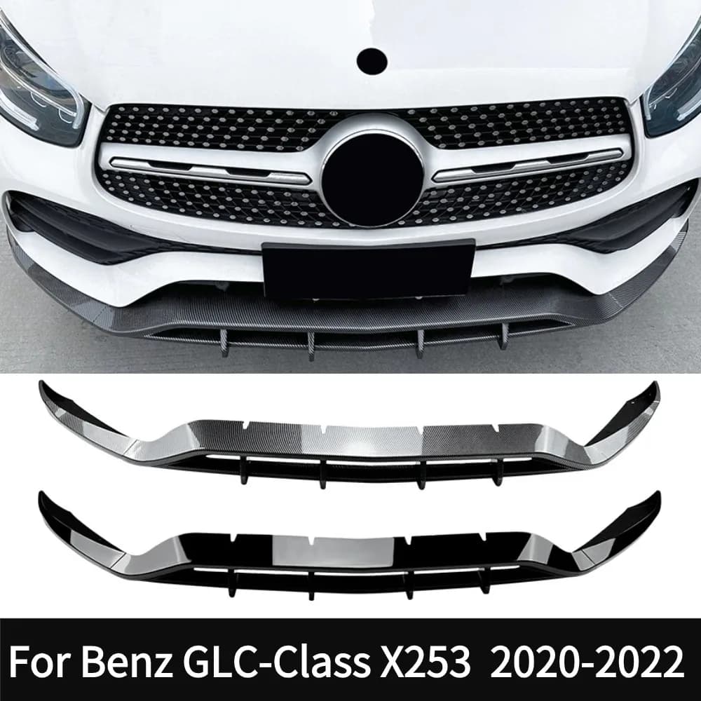 For Mercedes Benz GLC X253 C253 W253 Coupe 2020-2022 Front Bumper Lip Spoiler Glossy Black Carbon Fiber Diffuser Splitters for E
