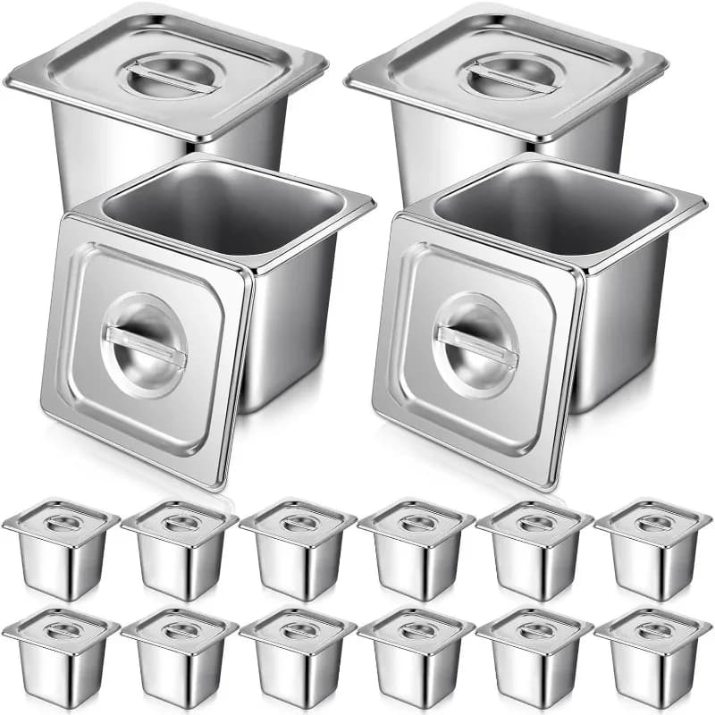 Pack Inch Deep with Lid Tongs, Spoons / Stainls Steel Pans ering Food Containers Com