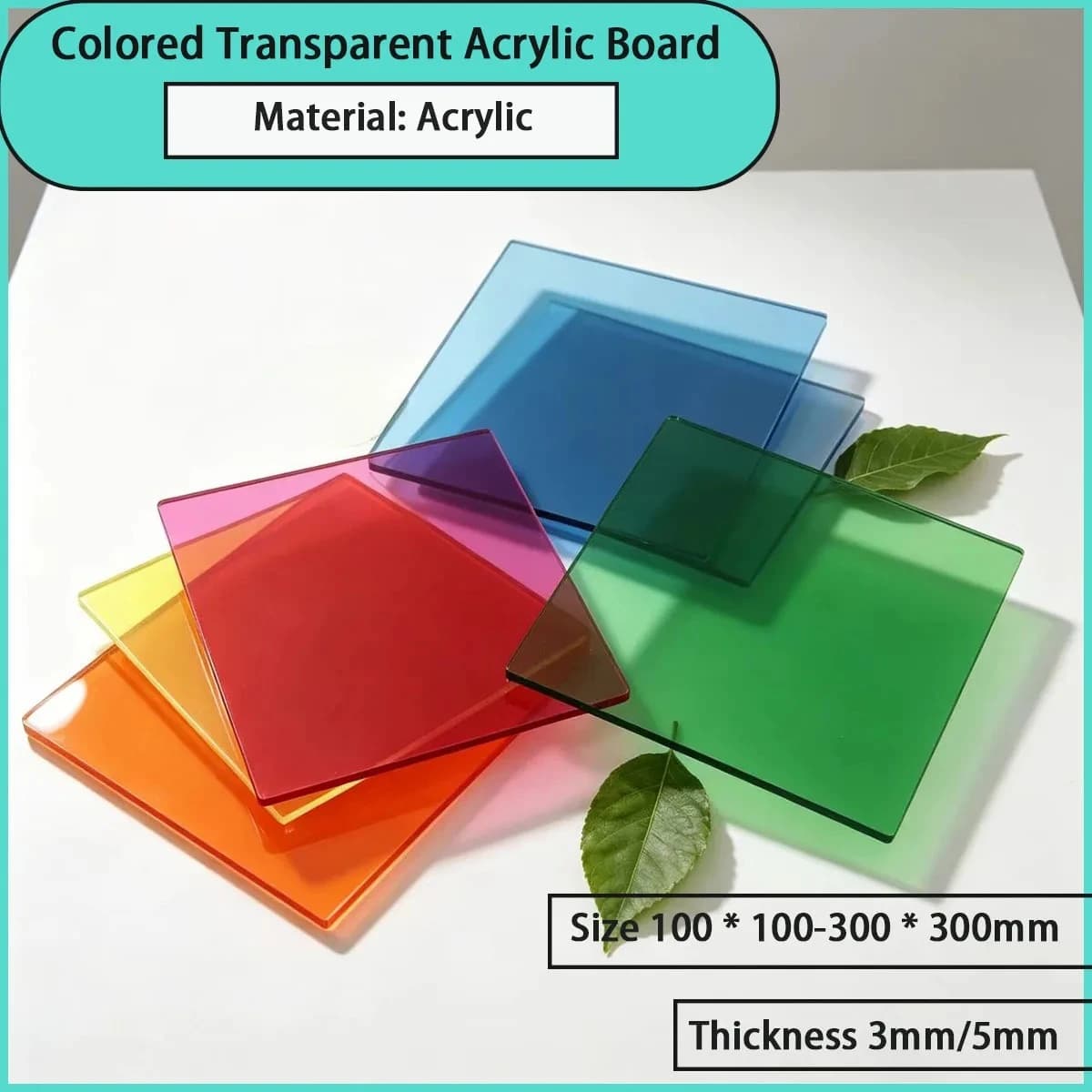 3mm/5mm Thick Color Transparent Acrylic Board Suitable for Decoration, Advertising Signs, Craft Ornaments, Partition Displays, E