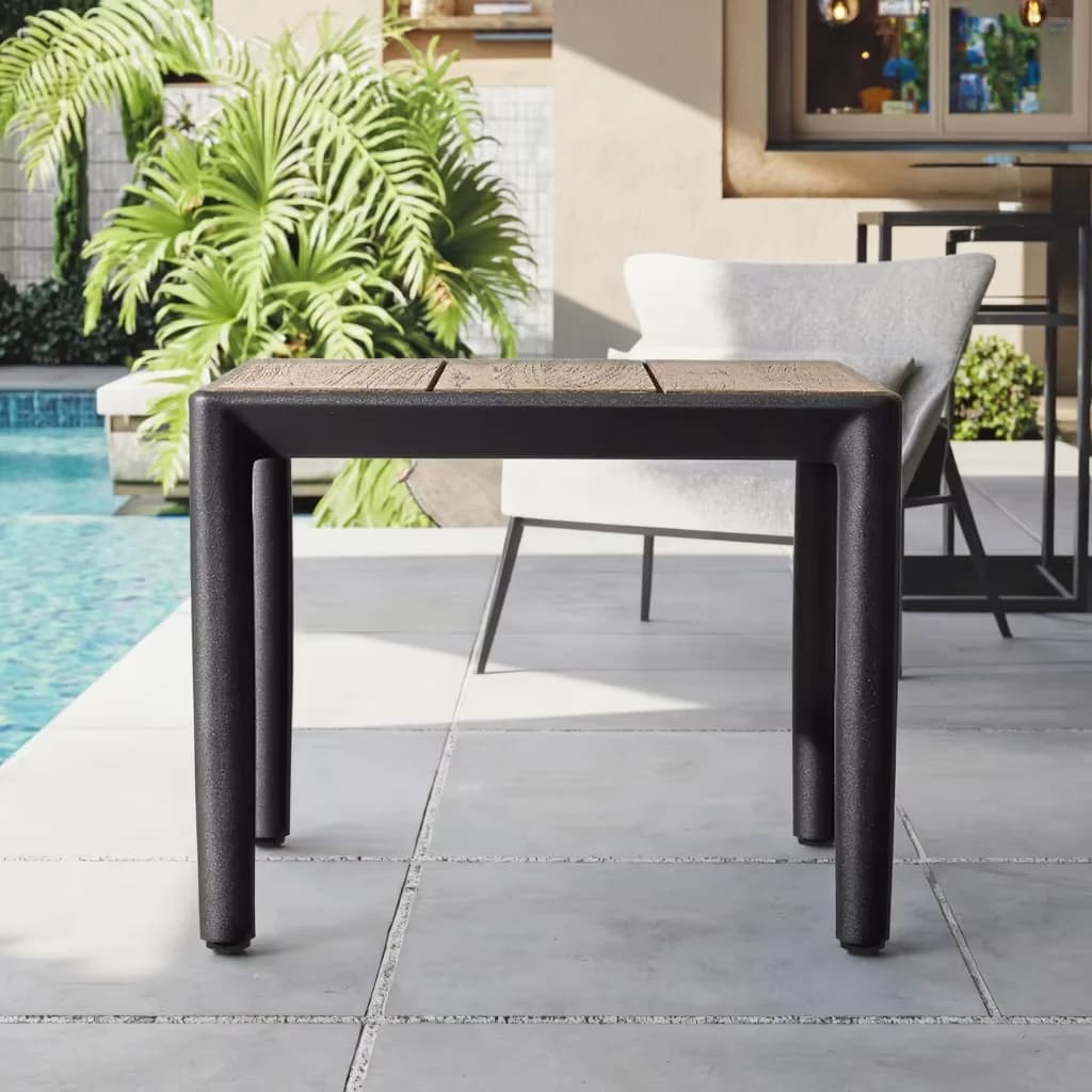 #  Green Comfortable Outdoor Garden Patio Aluminium Wood Teak Top Unique End Tables