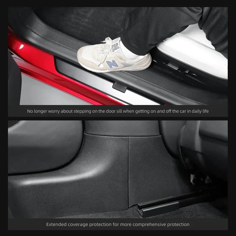 Door Sill Strip Guard & Car Threshold Protector Central Control Anti-kick Pad for Tesla Model 3 Highland 2024-2026 Fit LHD