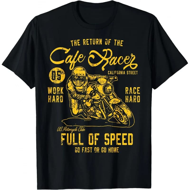 0419 Vintage Motorcycle Retro Cafe Racer Gift T-Shirt for Racing bikers 100% cotton printed Graphic clothes All size Tee 6XL