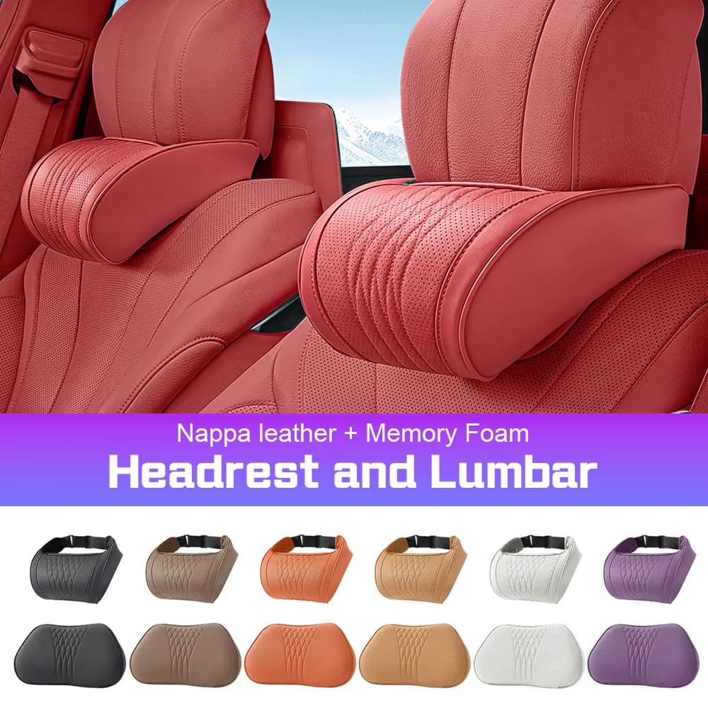 For Leapmotor B10 B05 T03 C10 C11 C01 C16 Memory Foam Car Neck Pillow Breathable Nappa leather Headrest Pillows Lumbar Support