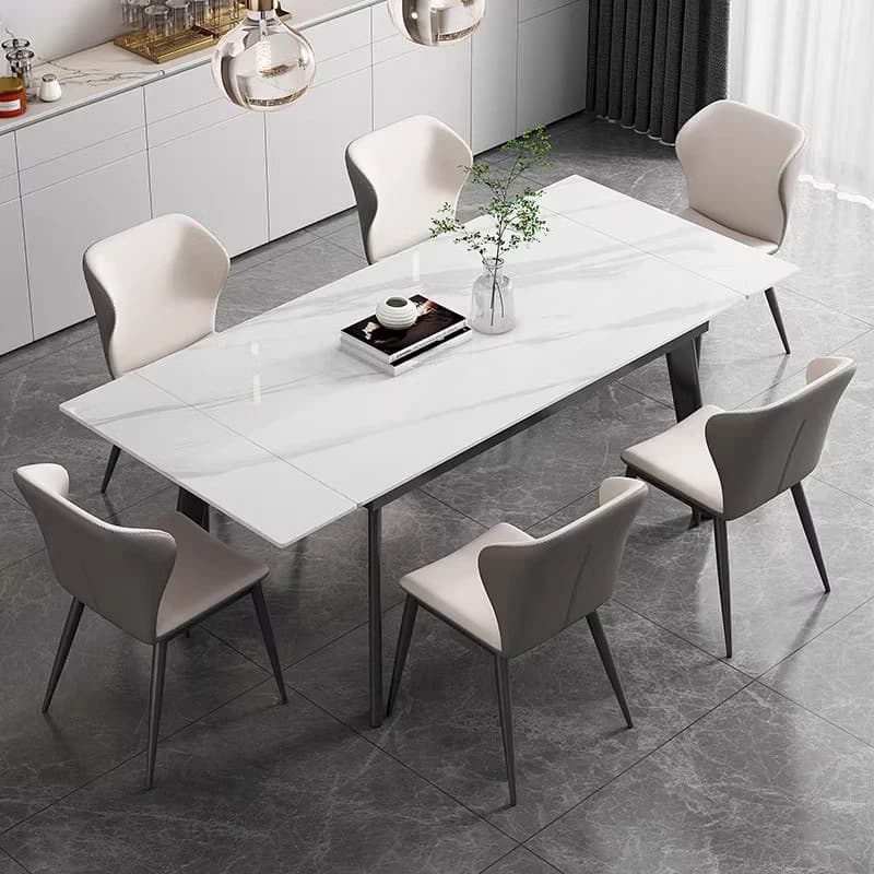 Nordic Luxury Dining Table Extendable Rectangle Living Room 6 People Dining Table Extendable Space Savers Esstisch Furniture