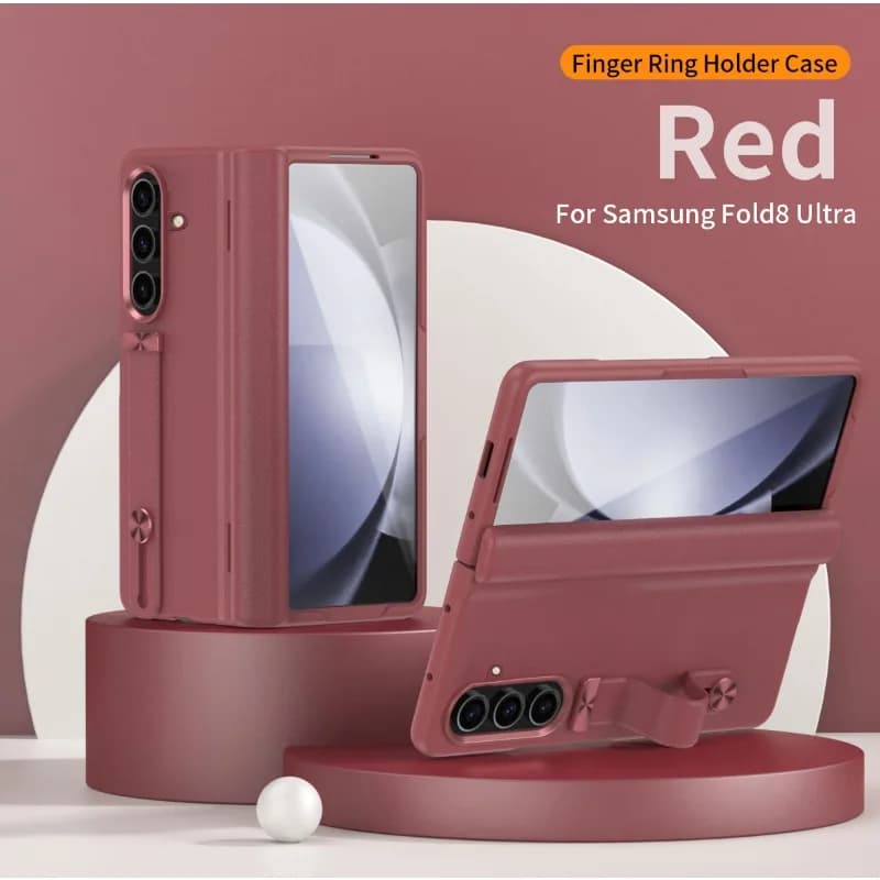 For Samsung Z Fold 8 Ultra Luxury Leather Sliding Hidden Kickstand Front Tempered Glass Film Hinge and Lens Protective Cover