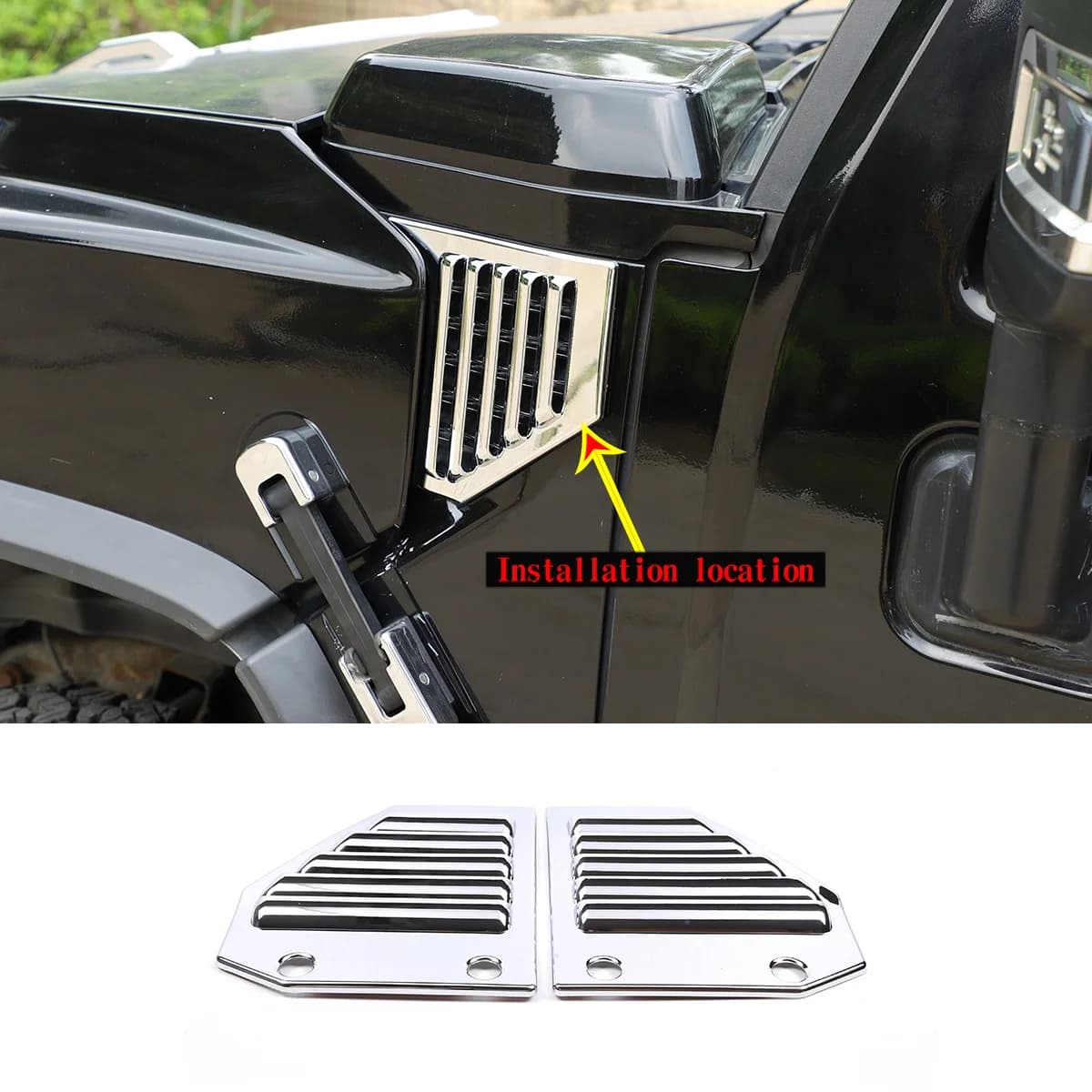 For Hummer H2 2003-2009 ABS Chrome Side Ventilation Cover Accessories Hood Intake Baffle Molding Decorative Car Accessories