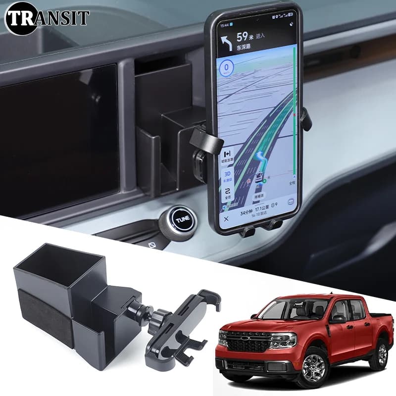 car Phone Holder for Ford Maverick 2022-2024 Accessories Dash Mount Storage Box Kit Phone Holder