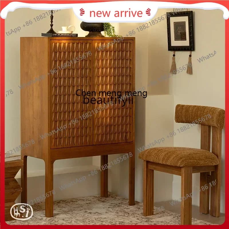 SS new style Decorative storage, bedroom living room side cabinet, new Chinese log retro styless 7486
