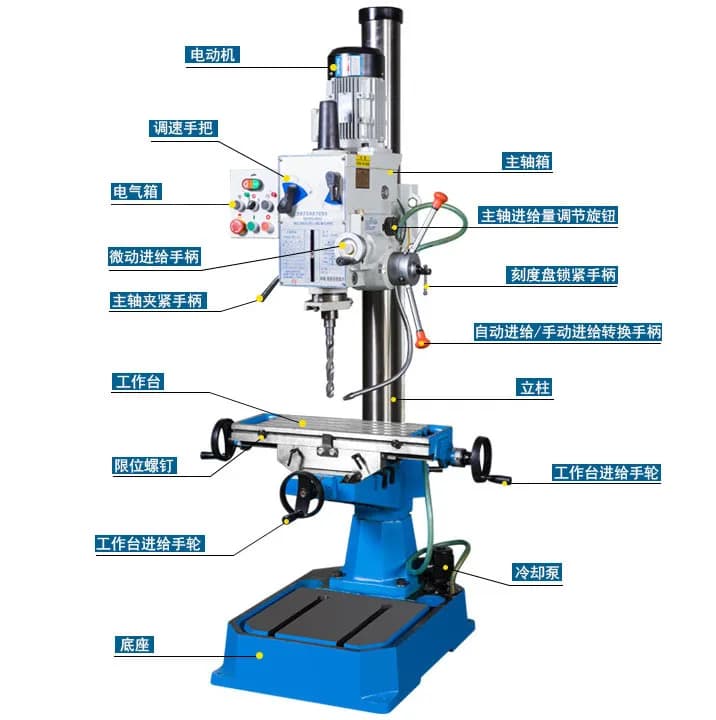 Hot Sell Light Duty Small Milling and Drilling Machine with 350x160x500mm Table Travel and 50-1250 RPM Spindle Speed