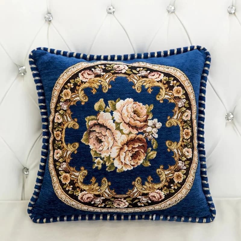 European Chenille Flower Pillow Sofa Pillow Cases Casual Living Room Office Cushion