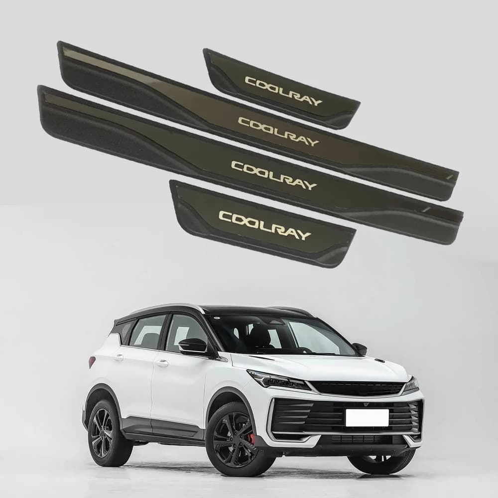 Door Sill Scuff Plate For Geely Coolray 2025 2026 Auto Threshold Protector Pedal External Trim Car Accessories 4Pcs Stickers
