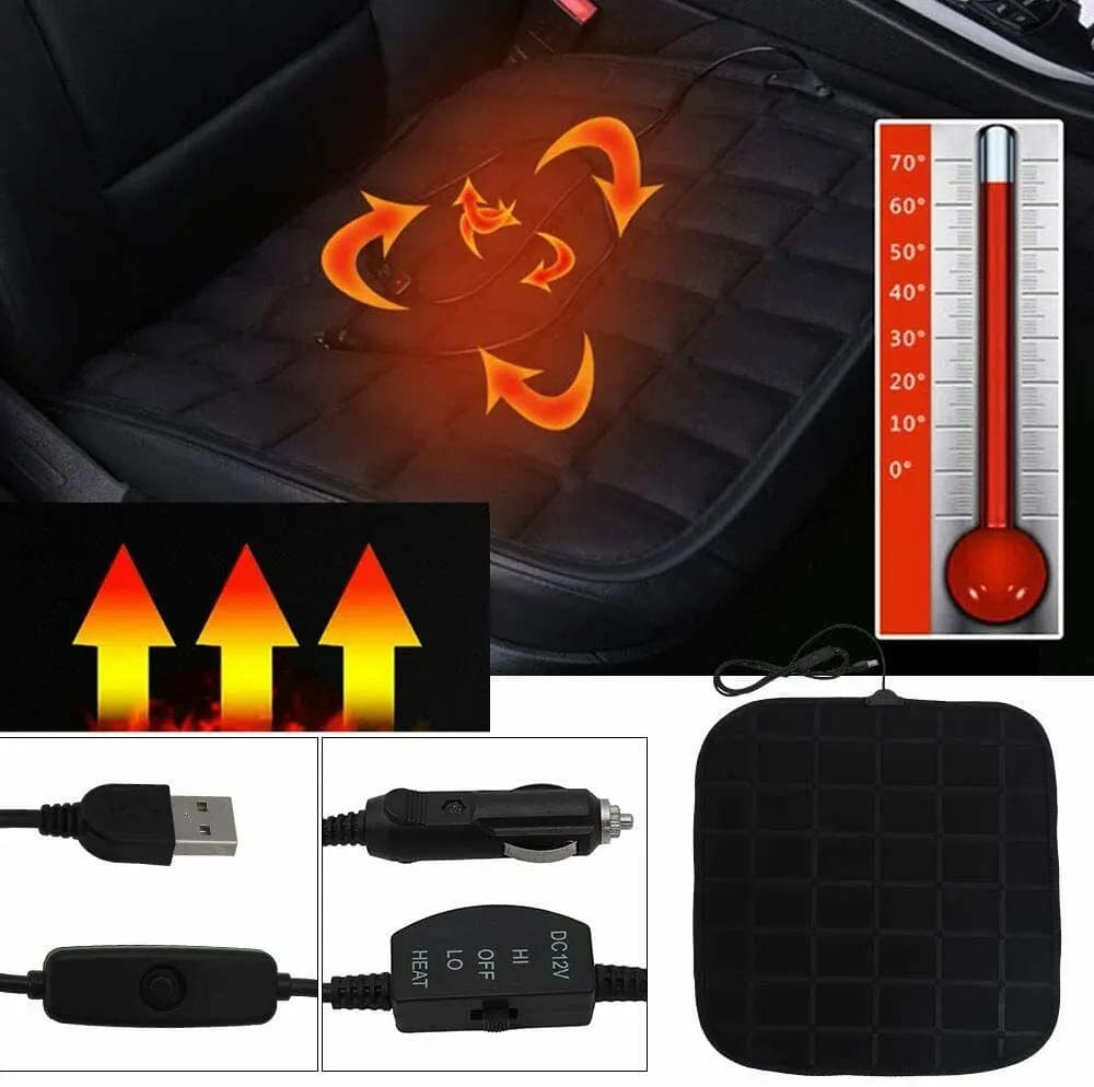 1x  Car Heated Seat Protector Cover 12V Electric Heating Car Seat Cushion Adjustable Temperature Universal Winter Seat Warmer