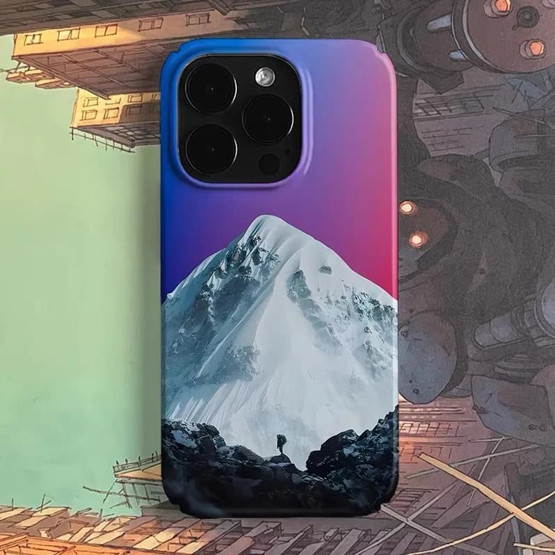 Ins Korean Purple Snow Mountain Case for IPHONE 17 16 ProMax 15 14 Plus 13 12 MINI 11 PRO 16Plus XR XS MAX Acrylic Phone Cover