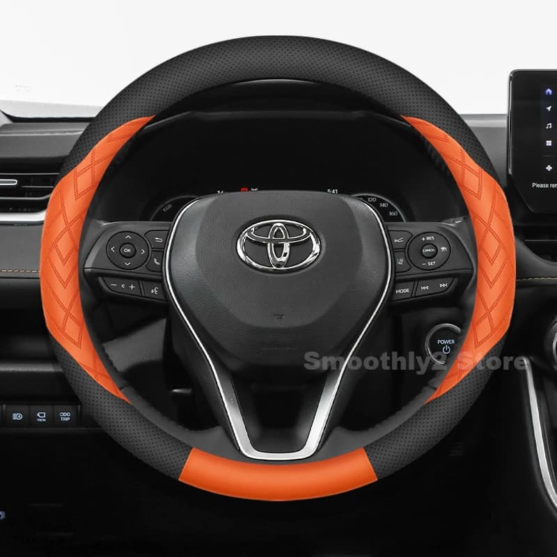 Leather Car Steering Wheel Cover For Toyota RAV4 Hybrid 2025 2009-2024 Non-slip Auto Steering Wheel Toyota RAV4 Accessories 2026