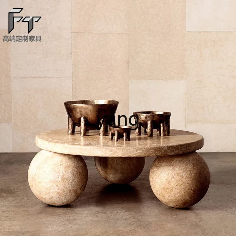 LMM personalized round minimalist light luxury marble coffee table art coffee table