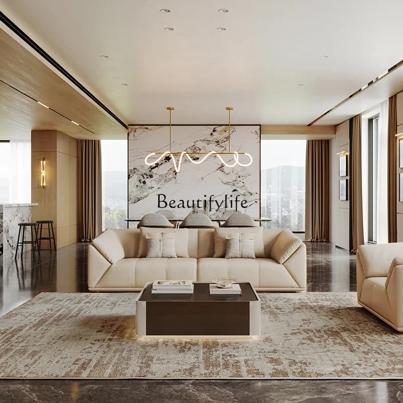 55Italian light luxury square coffee table TV cabinet combination simple high-end creative coffee table