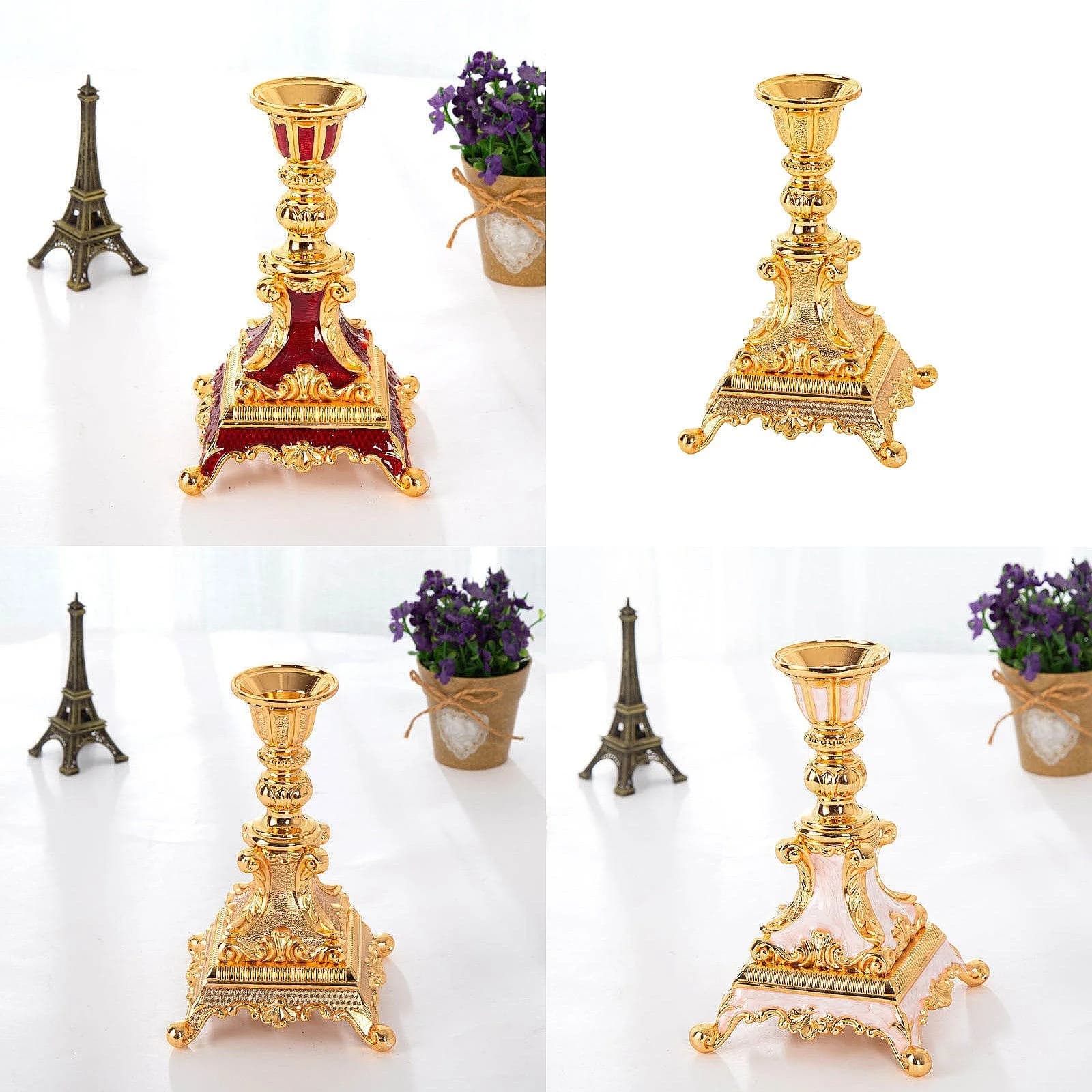 Metal Candle Holder Candlestick Wedding Decoration Dining Table Candle Stand Shooting Props Crafts Candle Accessories Base