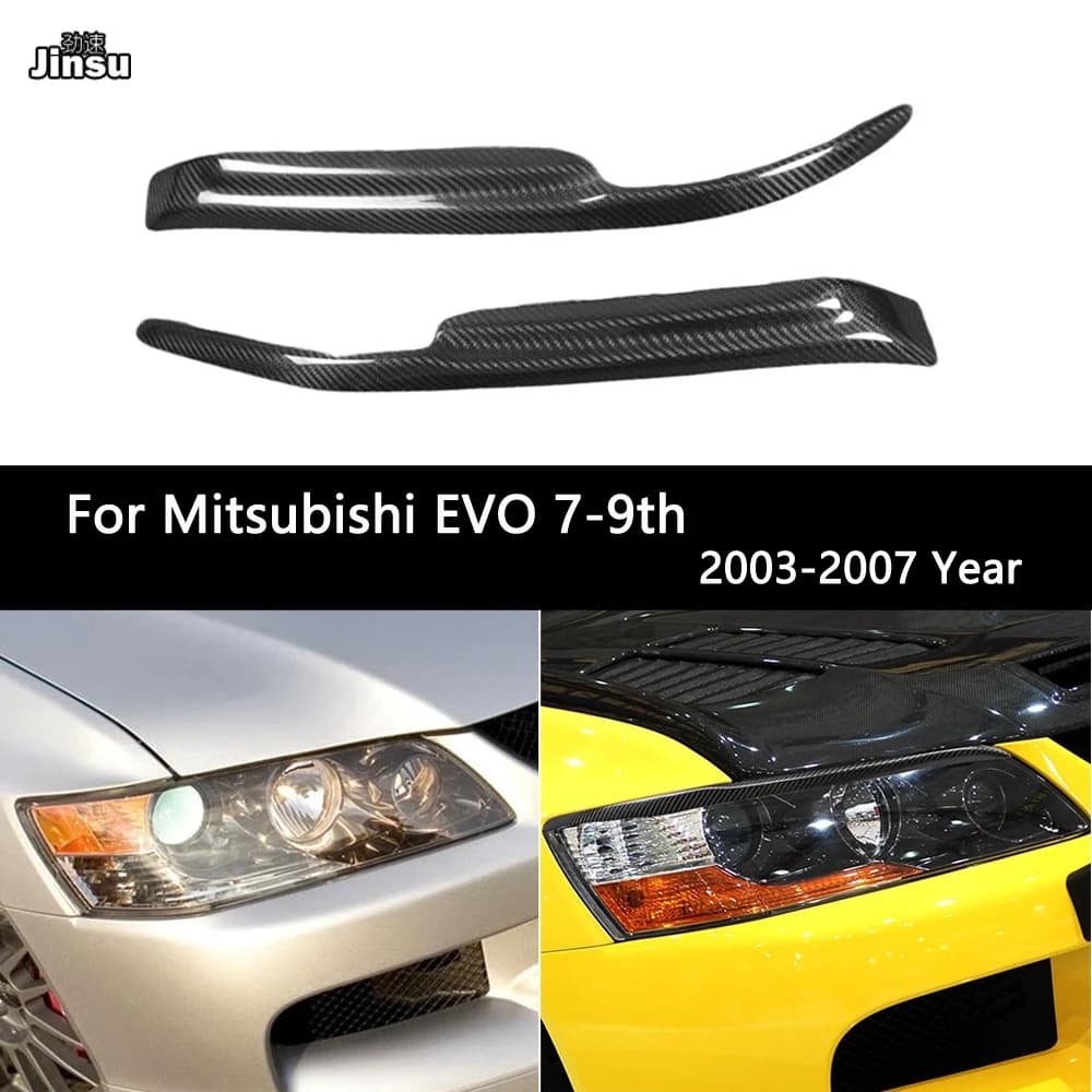 Carbon Fiber Headlight Eyebrows for Mitsubishi Lancer Evolution 7 8 9 2003 - 2007 EVO Fiber Glass FRP Primer Front Light Eyelids