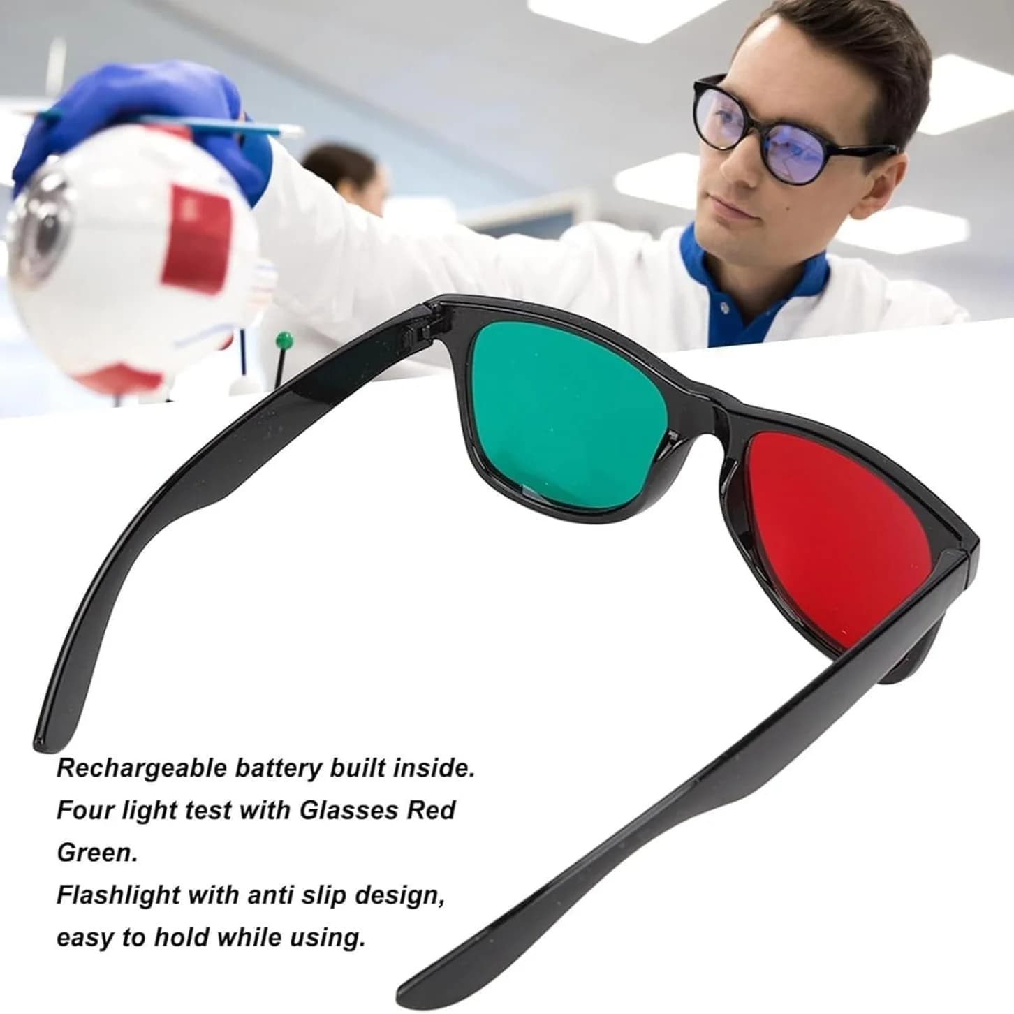 Optometry Portable Worth 4 Dot Test Light Red Green Glasses Vision Test Refractometer Simultaneous Fusion Strabismus Detection